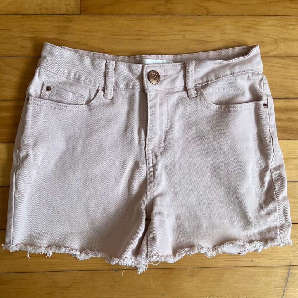 Cute Pink Denim Cutoff Shorts Raw Hem High Rise Size 26